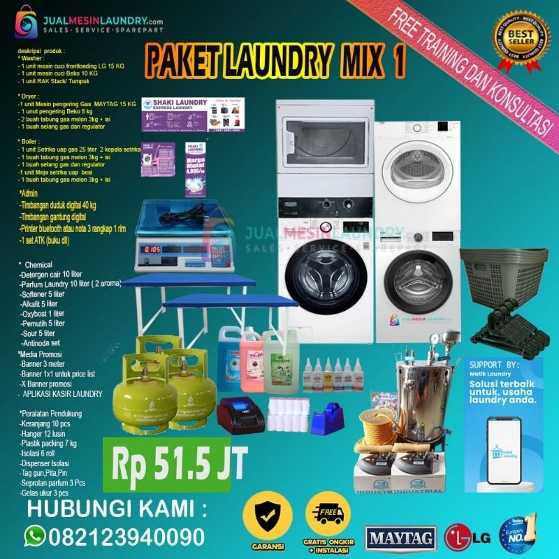 PAKET LAUNDRY MIX 1/PAKET USAHA LAUNDRY LENGKAP/PAKET USAHA LAUNDRY MURAH