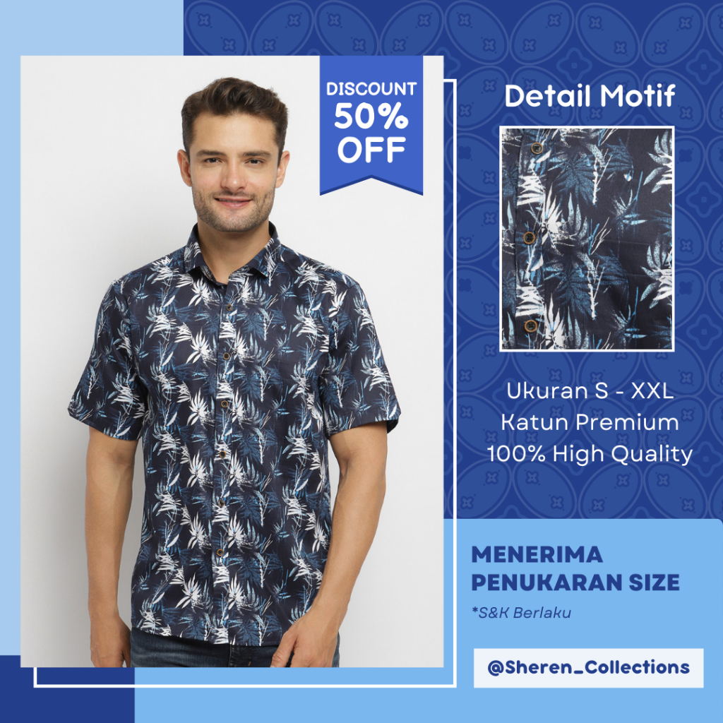 Carlos Moreno Kemeja Casual Pria Lengan Pendek - Farrelino