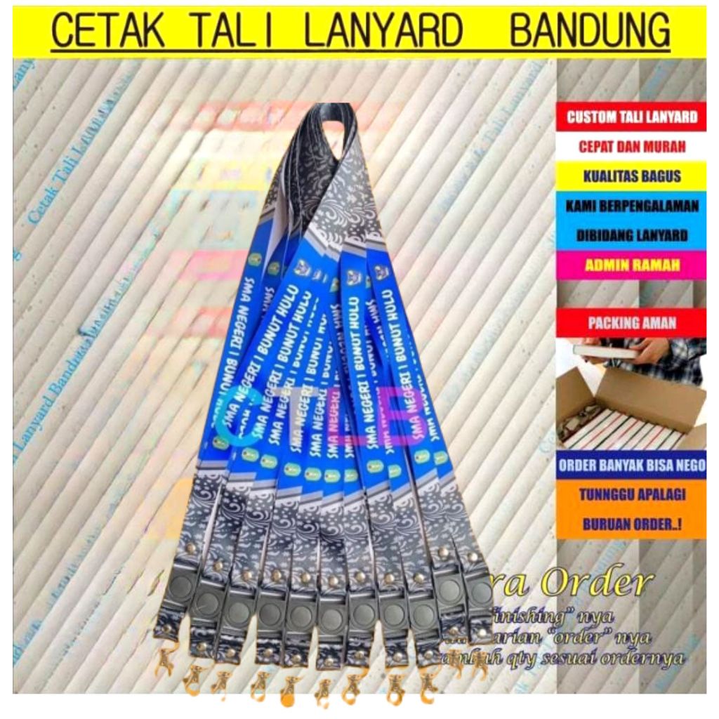 Lanyard id card custome  printing 2 cm 2 muka /tali lanyard id card custome printing/Cetak tali lanyard custome/gantungan id card custome