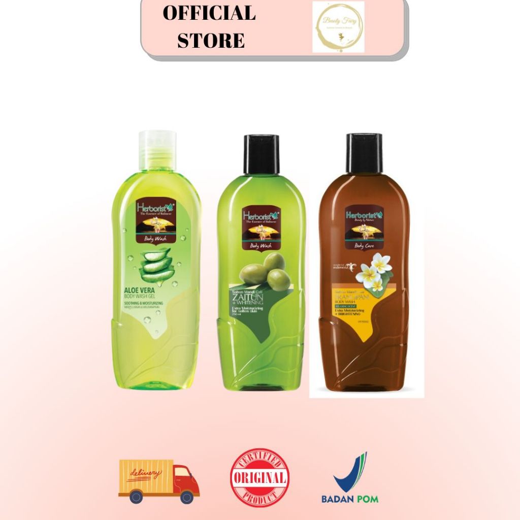 Herborist Body Wash Aloe Vera 250ml | Herboris Body Wash Zaitun 250ml | Herborist Body Wash Frangipa