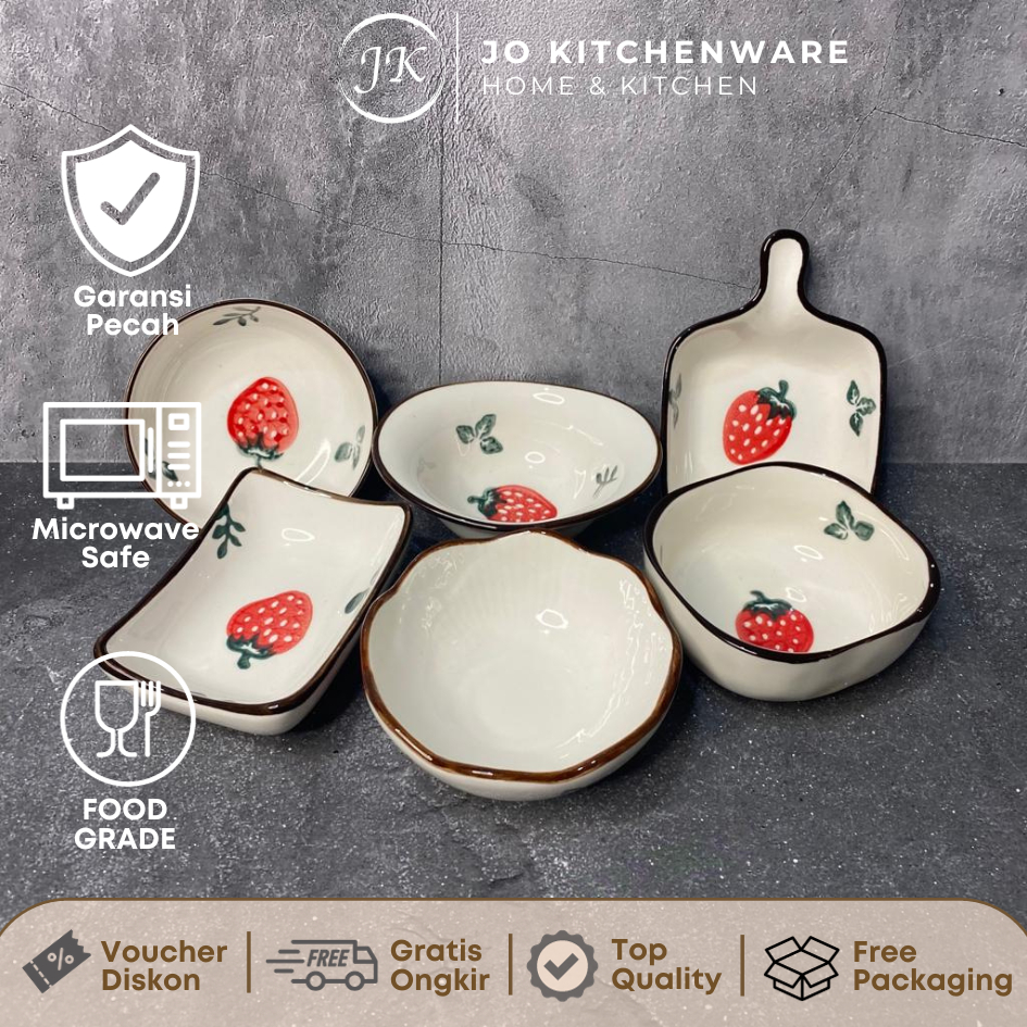 Lepek mangkok kecil keramik set gambar buah / souvenir lepek unik 163