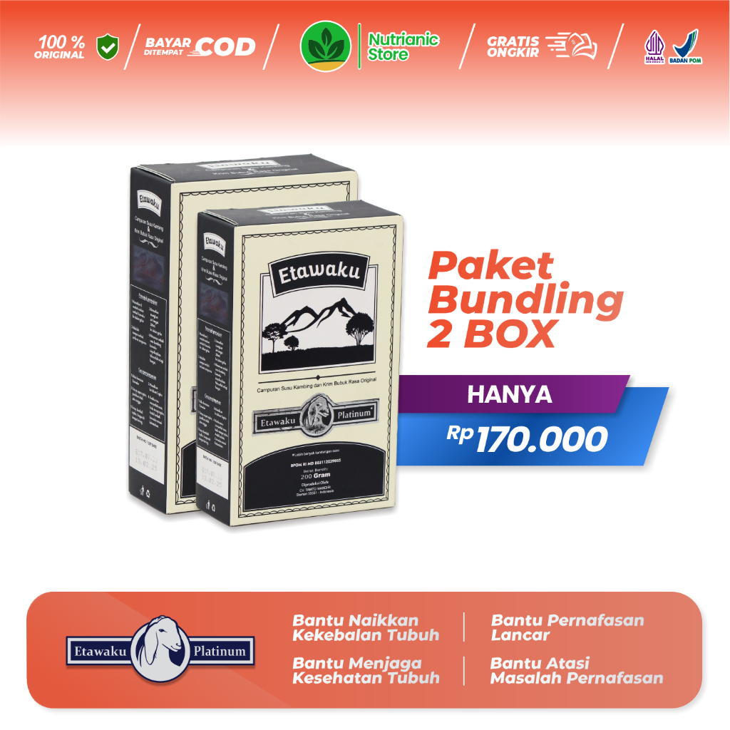 

Etawaku Platinum Original Paket 2 Box - Susu Terapi Atasi Pernafasan Dalam Sehari-hari Susu Asma Susu Batuk Susu Tuberkulosis Susu Nyeri Dada Susu Sendi Susu Asam Urat Susu Kolesterol Susu Pernapasan Susu Pernafasan Kebugaran dan Imunitas Kepadatan Tulang