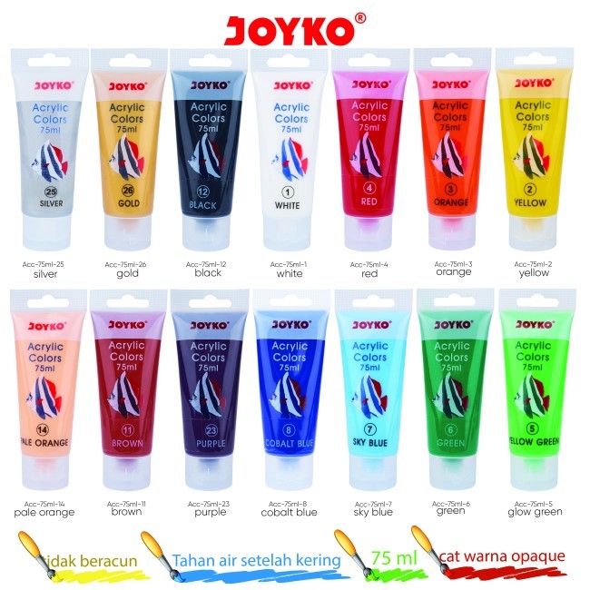 

❤️H2O❤️ Acrylic TITI Joyko 75 ml Cat Acrylic Color Akrilik Lukis
