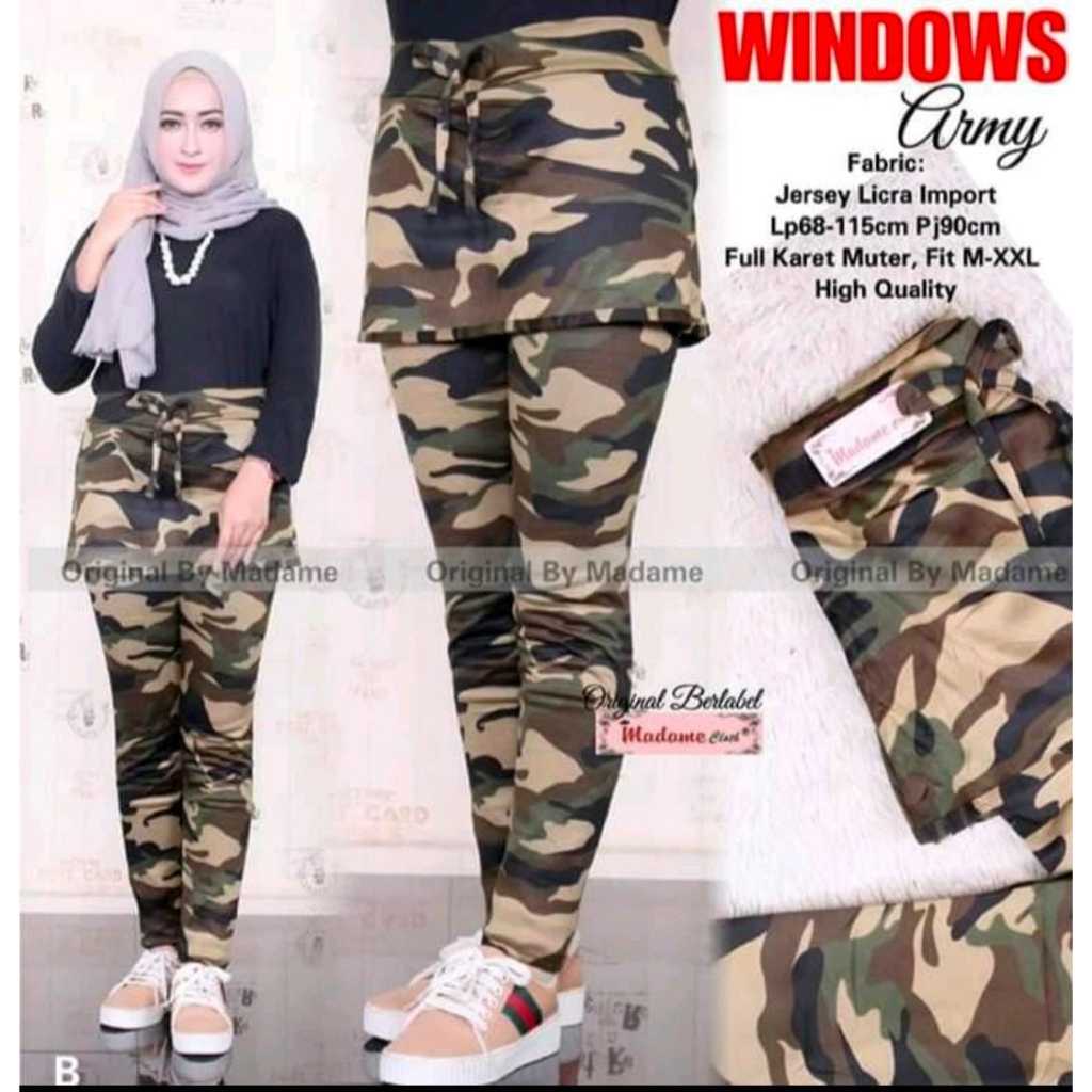 CELANA SENAM WANITA ROK ARMY CELANA SENAM ARMY IMPORT  CELANA OLAH RAGA   FITNES LEGGING ROK ARMY