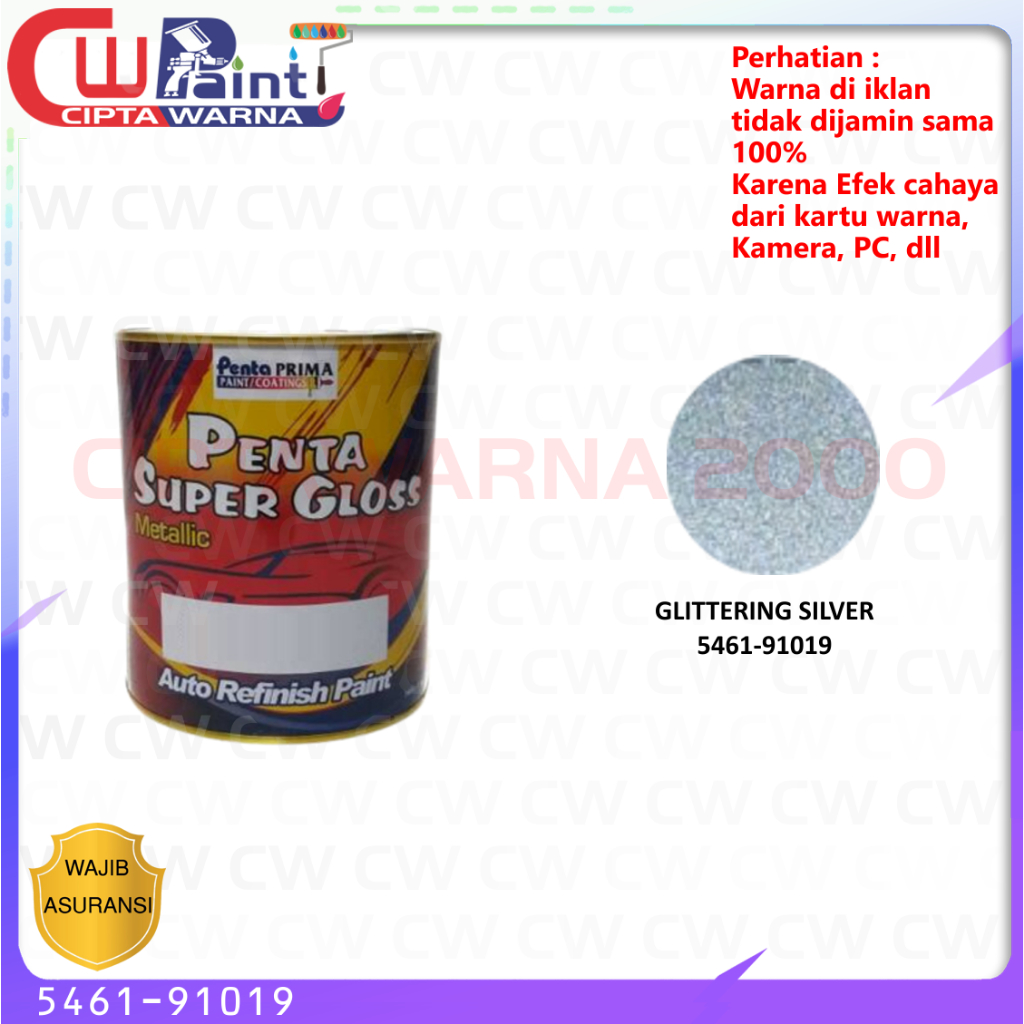Cat Penta Super Gloss Metalic Warna Glittering Silver 5461-91019 200gram 1Kg