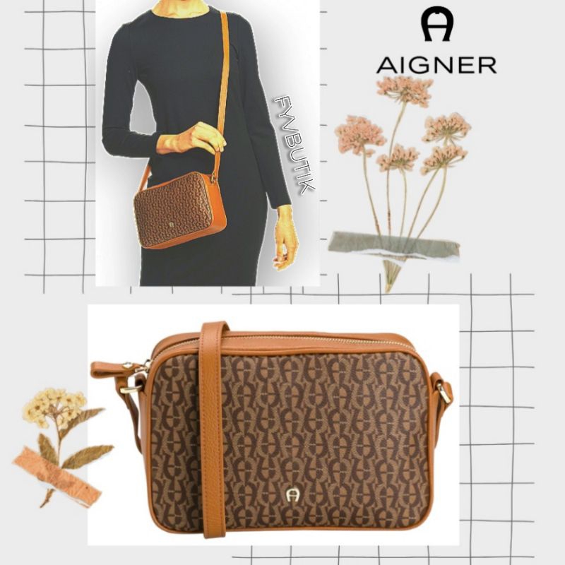 NEW AUTHENTIC AIGNER THEA ORIGINAL CAMERA BAG CROSSBODY TAS SELEMPANG WANITA KULIT ASLI SAPI.