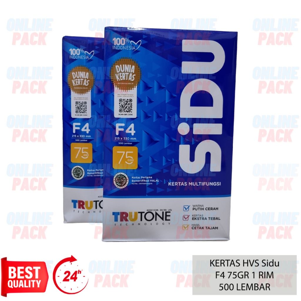 

KERTAS HVS SIDU F4 75GR 75 GRAM 1 RIM 500 LEMBAR SINAR DUNIA PRINT PAPER TRUE TONE MULTIFUNGSI LASER INKJET COPY FAX CETAK TAJAM PUTIH CERAH