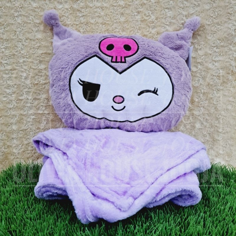 Bantal Selimut Kuromi Ungu Balmut Kuromi Boneka Selimut Kuromi Ungu