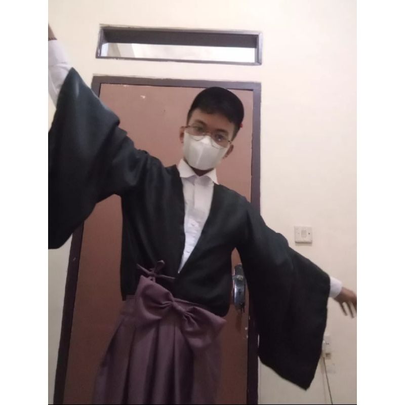 Hakama Hikomo Sakura Cosplay Anime Wanita Pria Jepang Real Picture kostum Cosplay