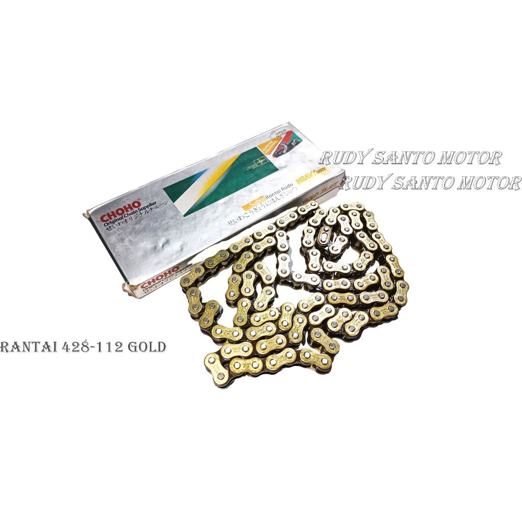 Rantai Roda Rantai Motor ukuran 428 112 Gold merk choho