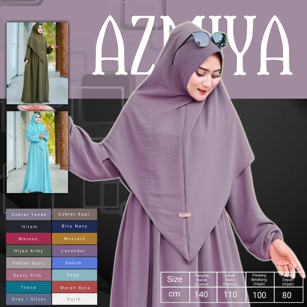 AZMIYA - Baju Gamis Wanita Terbaru 2023 Dress Remaja Kekinian Model Muslim Syari Dres Dewasa Hijab S