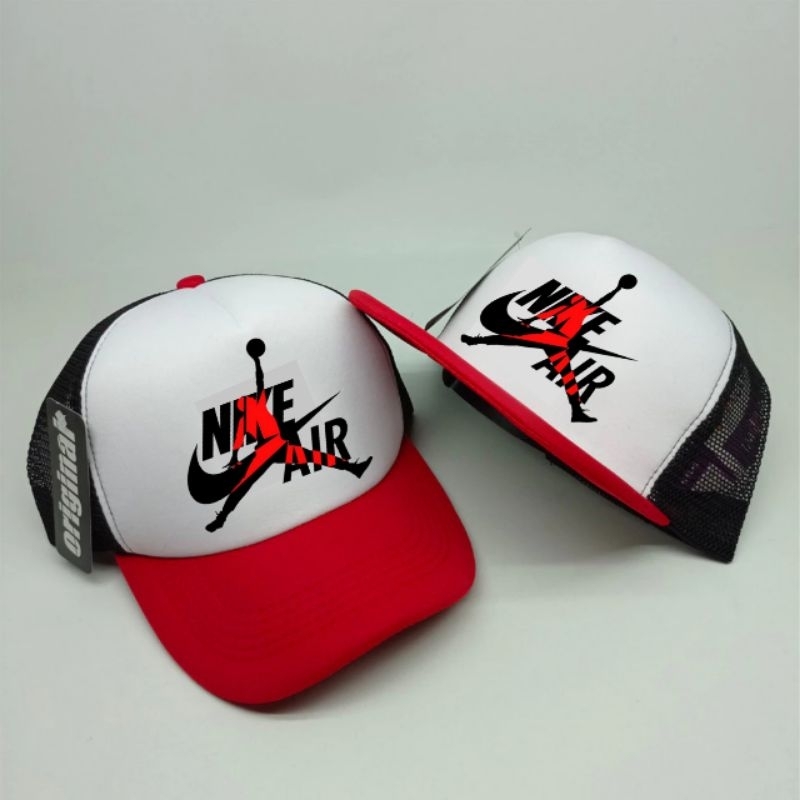 TOPI SABLON  .TOPI JARING MERAH PUTIH HITAM