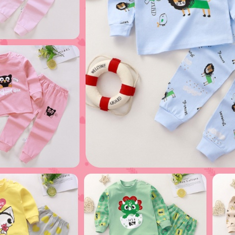 [BISA COD] [6-12 Bulan]  Baju Tidur Kaos Rumahan / setelan Piyama Impor - Laki / Perempuan Bayi Bati