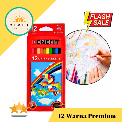 

Pensil Warna PREMIUM 12 warna Benefit per set