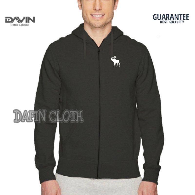 Jaket Hoodie Zipper Pria Logo Abercrombie & Fitch