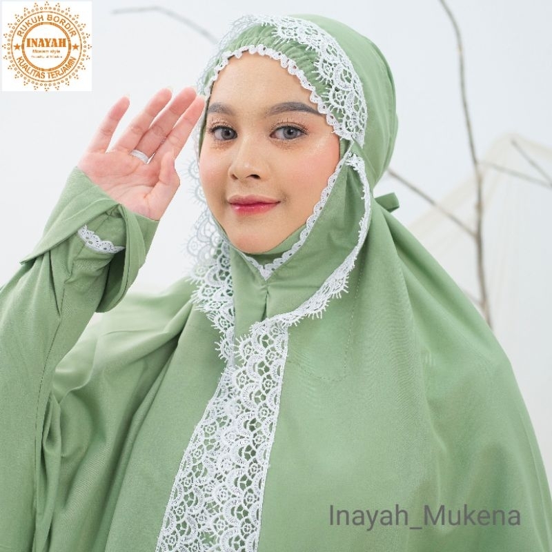 INAYAH - Mukena Terusan Dewasa Polos Renda Krisdayanti Katun Premium