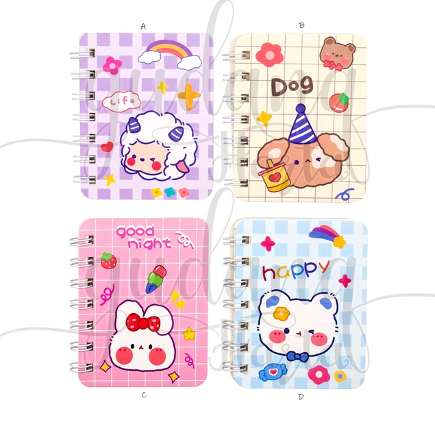 

Notebook A7 Spiral Check Happy Animal Buku Mini Dog Sheep GH 308746