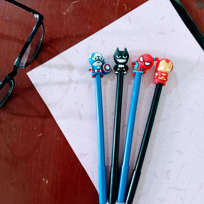 pulpen tinta basah karakter superhero/ pena Gel karakter superhero