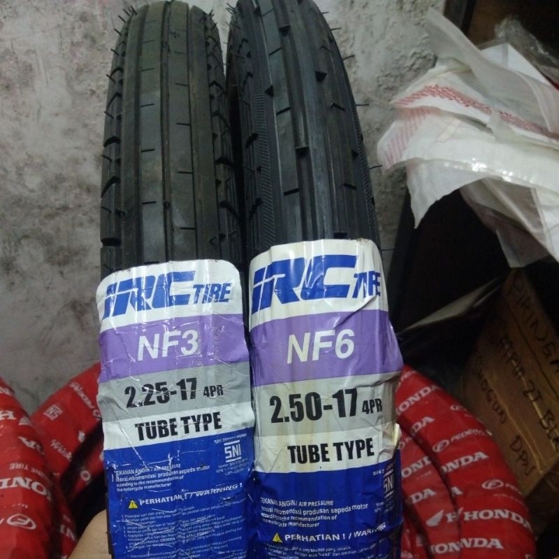 Ban Set IRC Inoue Salur Lurus NF3 2.25-17 + 2.50 NF6 Sepasang Depan Belakang IRC Tube Type NF 3 6 22