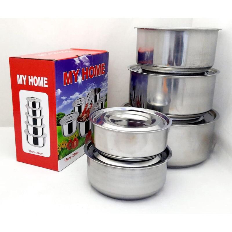 PANCI SET MY HOME 5PCS panci set stainless steel panci set tutup stainless steel panci set serbaguna
