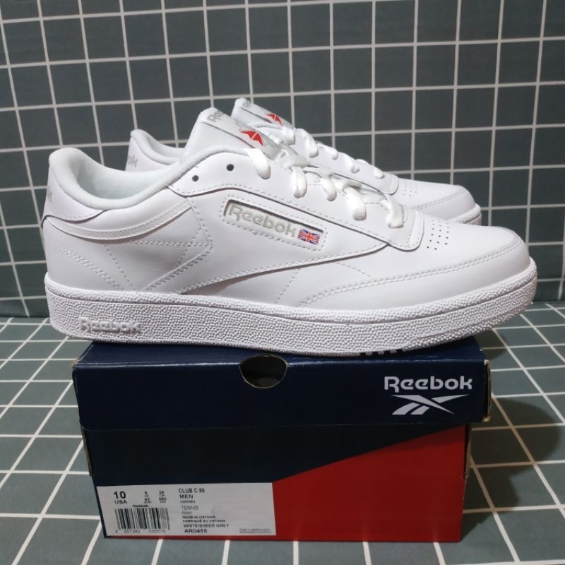 Sneakers Reebok Club C 85 White Sheer Grey Mens Casual Original Resmi AR0455