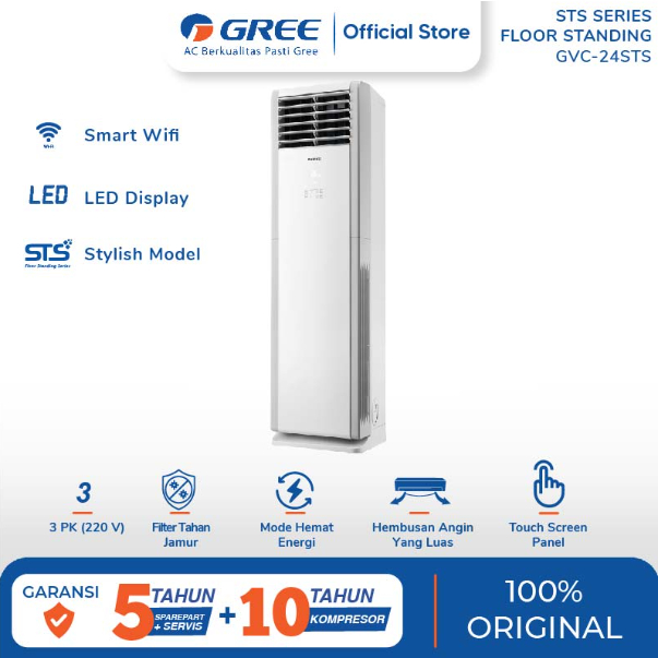 GREE AC Floor Standing 3PK GVC-24STS R32 Wifi Connection 1 Phase