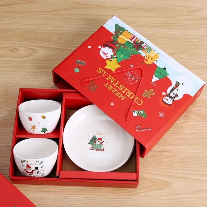 

Promo 7.7 Termurah Hampers natal Kado mangkok natal keramik Christmas bowl plates set ceramic