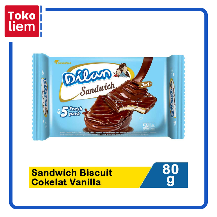 

Dilan Sandwich Biscuit Cokelat Vanilla 80G