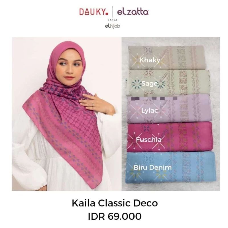 Hijab Segi Empat Motif Elzatta Kaila Classic Deco