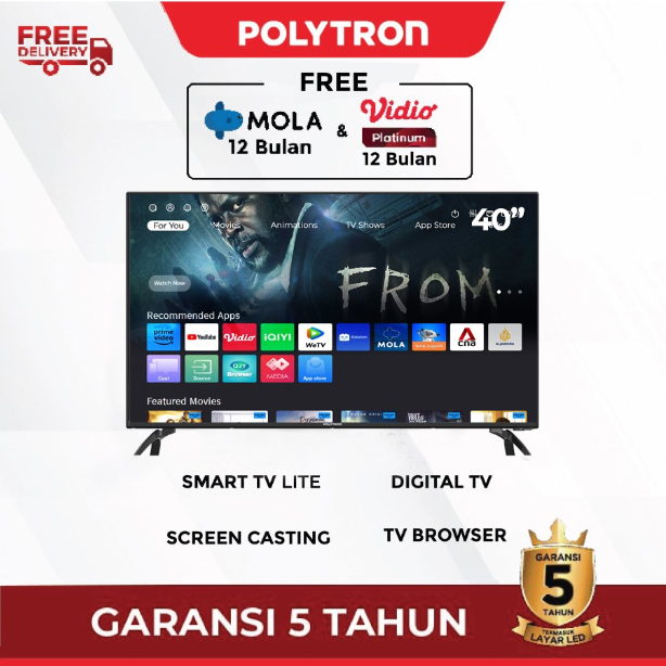 Polytron LED Smart TV 40&quot; HD Youtube Browser Digital TV 40CV8969 40CV