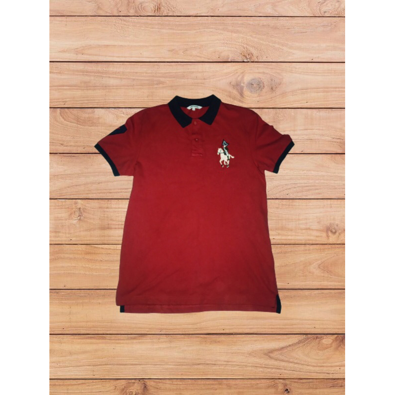 kaos polo polham merah biru angka 7