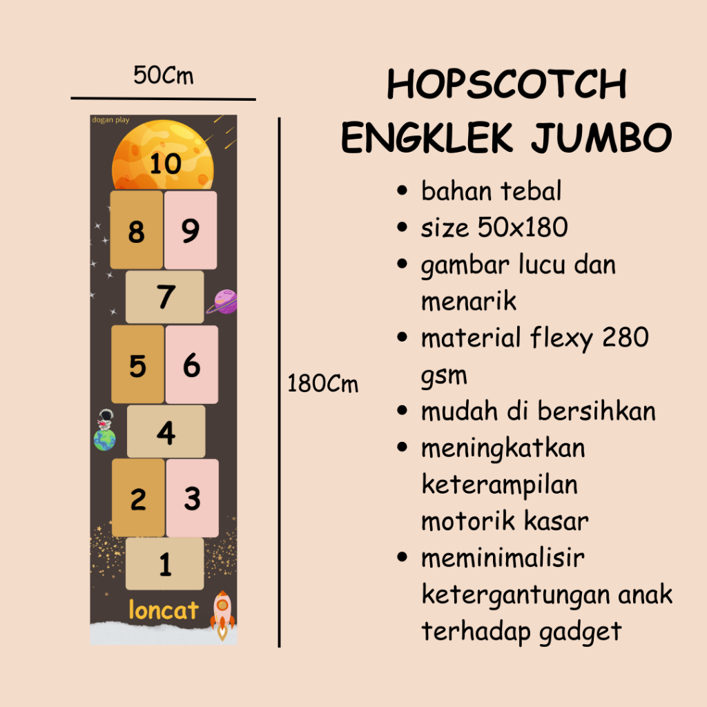 Engklek Jumbo Mainan Edukasi Anak Hopscotch Melatih Motorik Kasar Playmate | Dogan Play