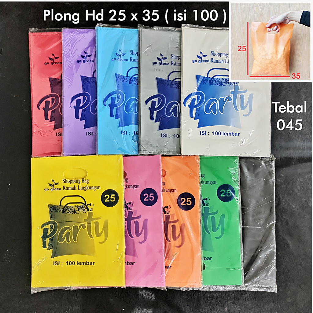 Plastik Plong 25x35 HD Polos Oval Party Tebal Isi 100