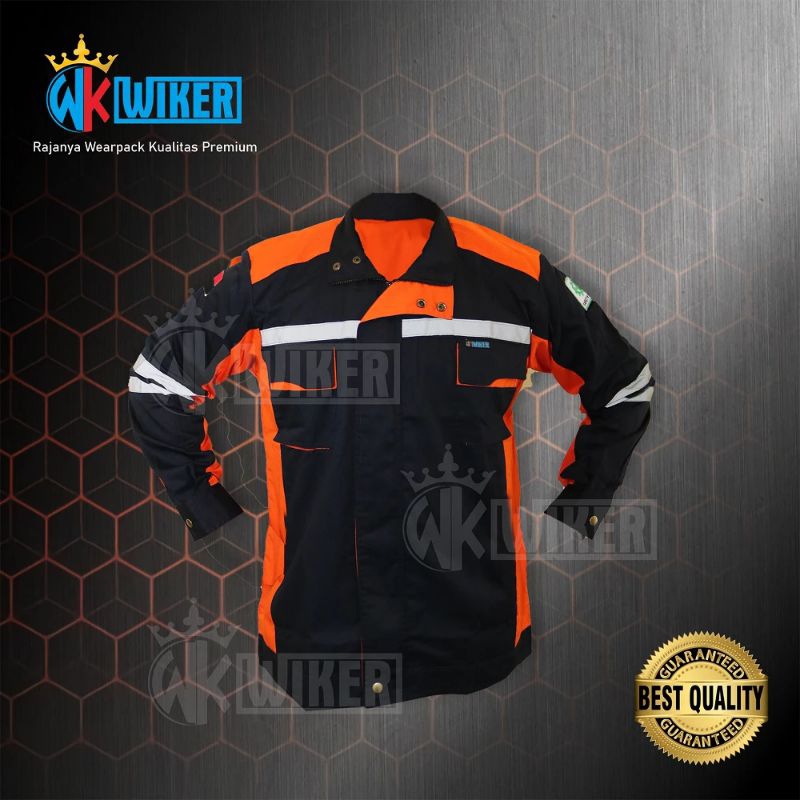 Wearpack Safety Semi Jaket Orange Hitam - Seragam Kerja - Wearpack Kerja - Wearpack Atasan
