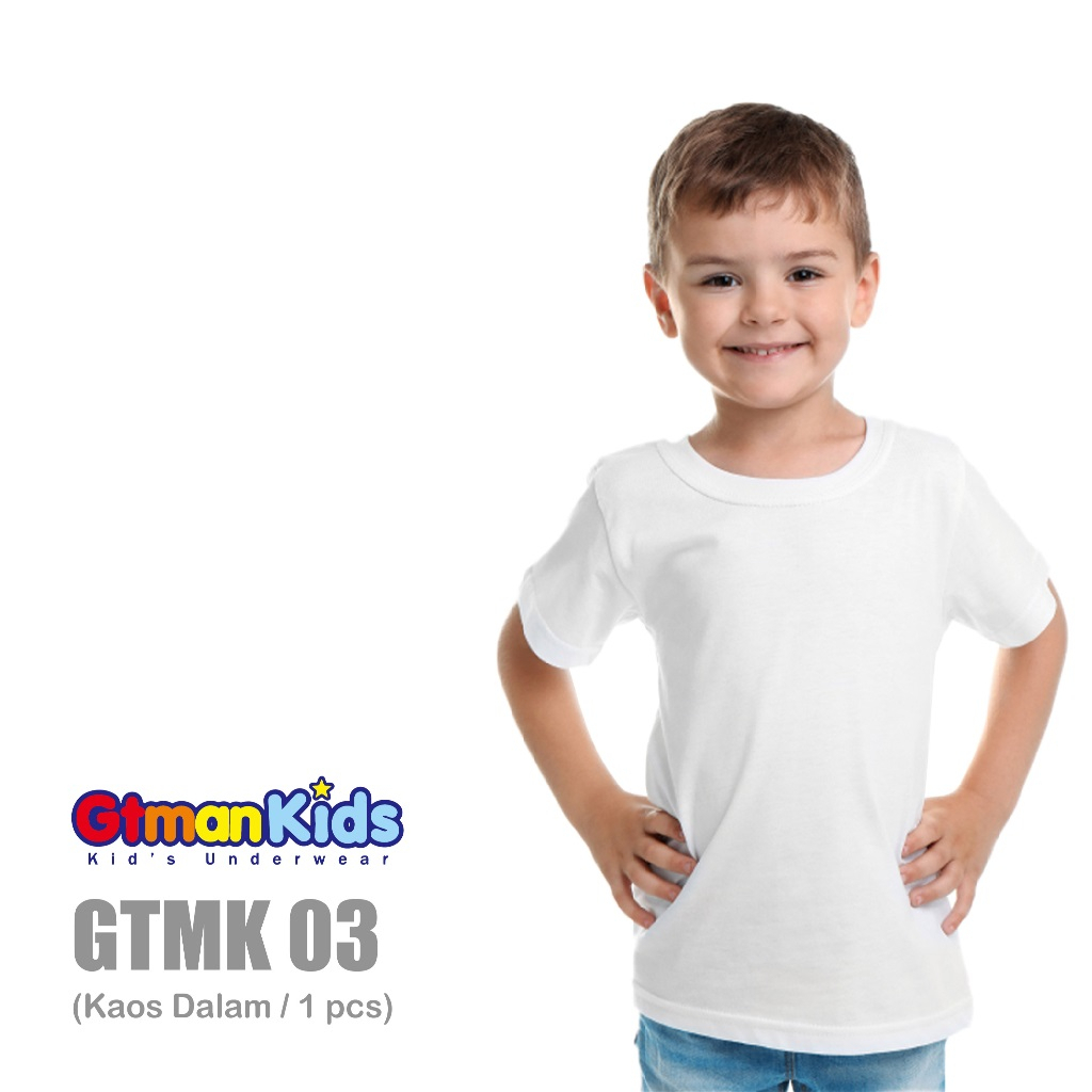 (3 Pcs) Oblong GT Man Kids Putih/Kaos Dalam Anak Laki-Laki/Katun S-XL - Makassar
