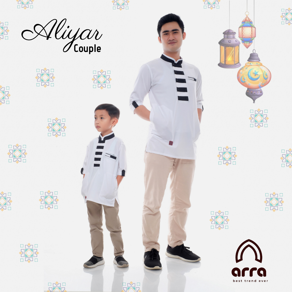 Arra Aliyar Baju Koko Pria Lengan 3/4 Dewasa dan Anak Laki Laki Bahan Toyobo Fodu Size XS S M L XL X