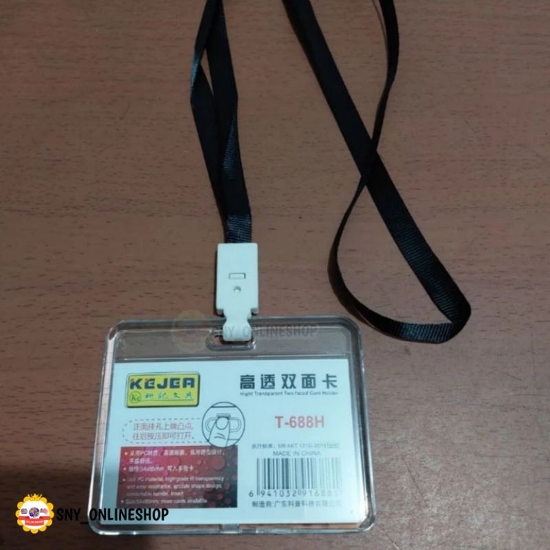 

ID Card Holder / Name Tag / Casing ID Card Horizontal Tali Acrylic 2 Sisi Transparant KEJEA