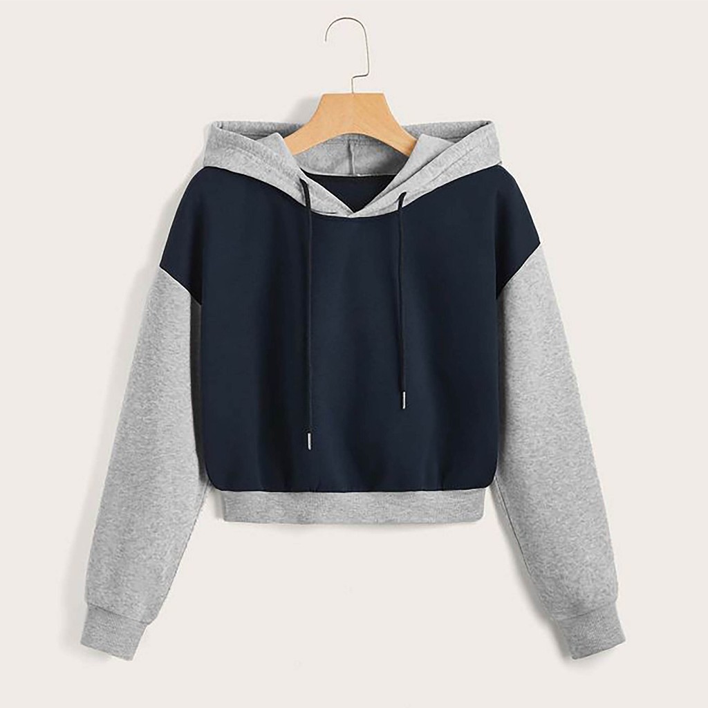 Hoodie Crop Kombinasi Warna Bigsize Jumbo Oversize Sz M-3XL (XXXL ) | Jaket Cewek Wanita Kupluk Kore