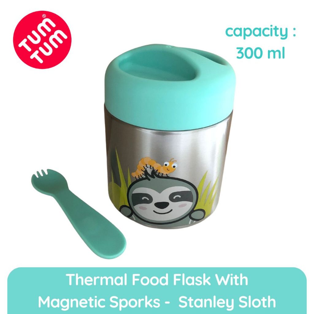 Tum Tum Food Flask with Magnetic Spork Stanley Sloth - Termos Makan Anak Bayi