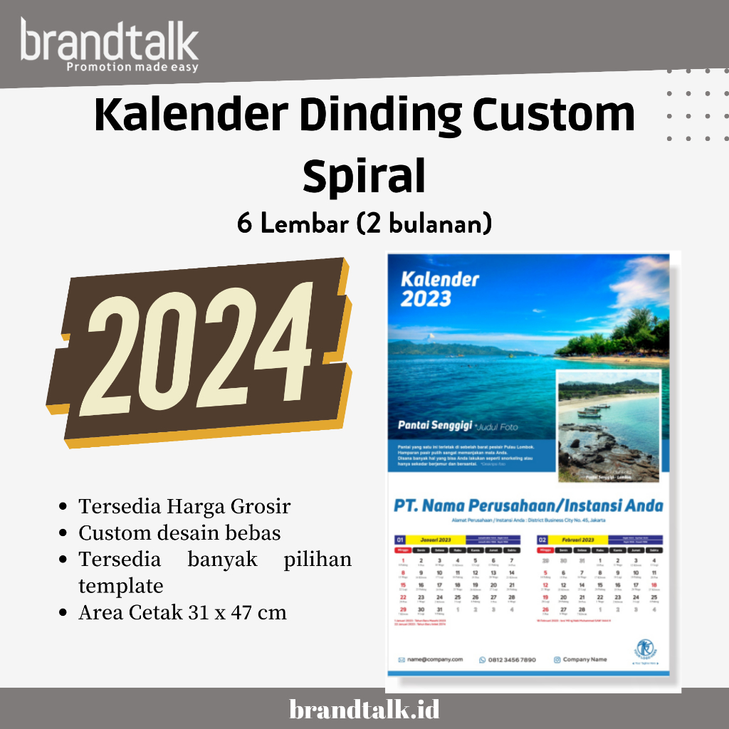 

Cetak Kalender Dinding Custom 2025 - Jilid Spiral - 6 lembar