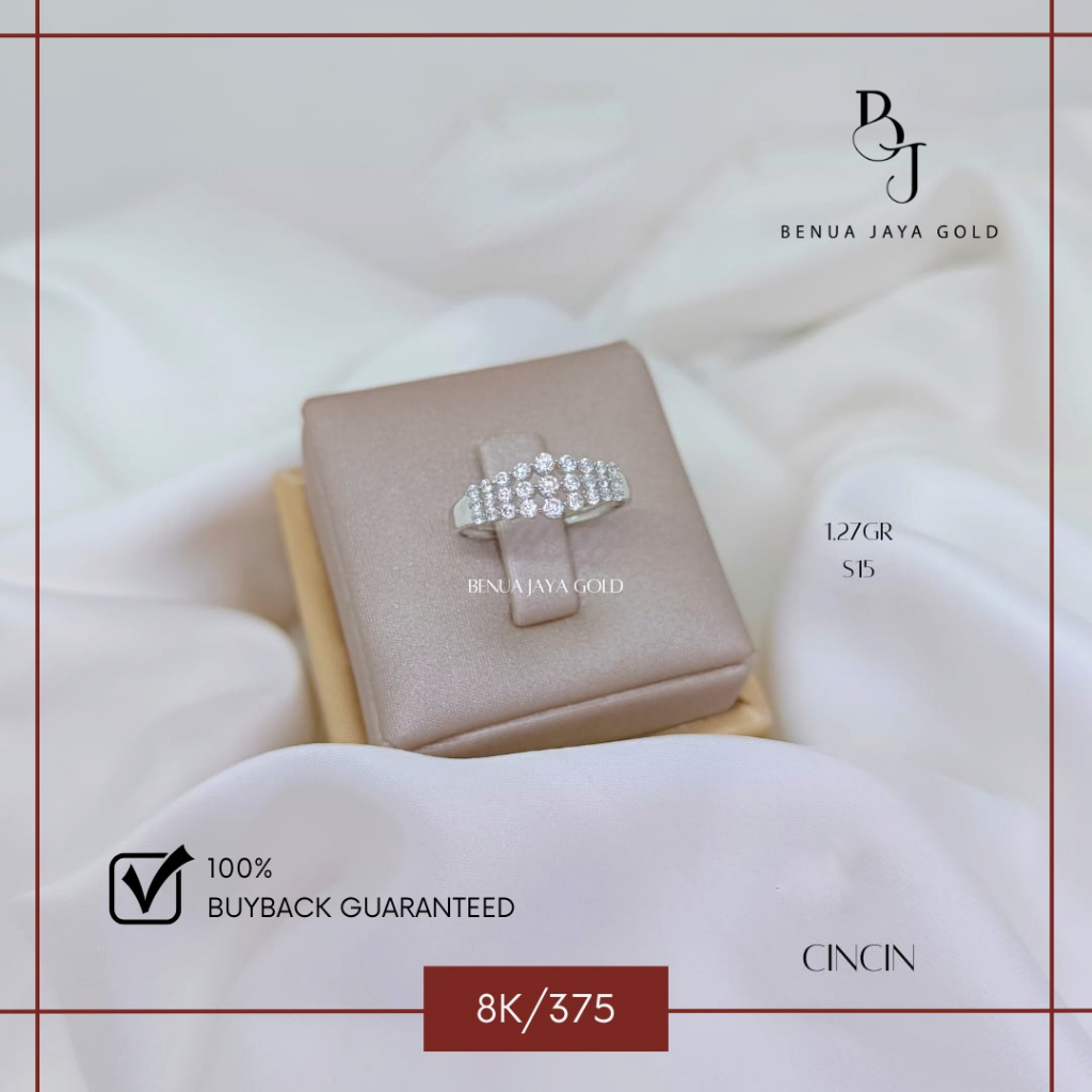 Cincin Diamond Look Emas Putih 8K/375