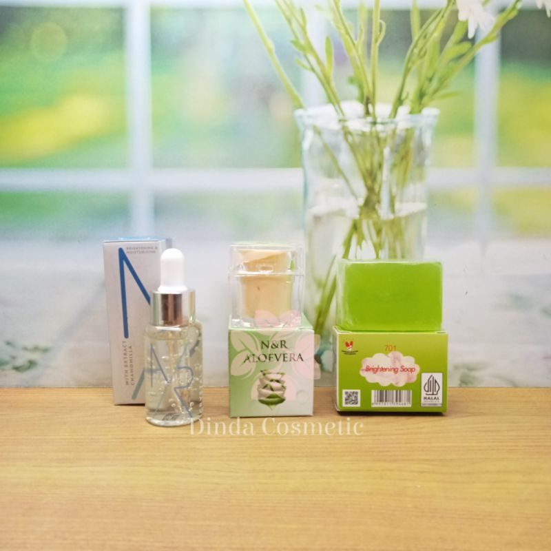 NR aloevera paket 3in1(serum nr, cream aloevera, brightening soap)