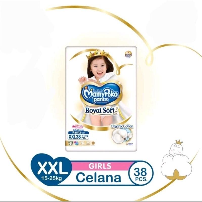 Mamypoko Royal Soft XXL38 GIRL / Mamypoko Royal Soft Pants XXL38 Girl / Popok Celana Mamypoko Royal 