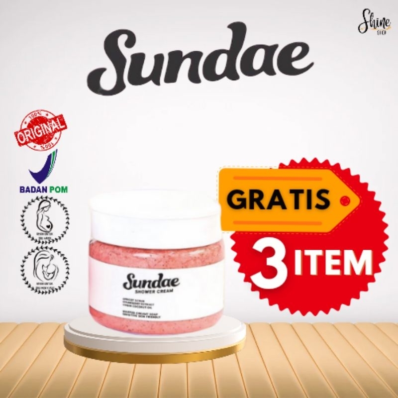 SUNDAE - Shower Cream (BERRY SWEET) / Sabun mandi Jerawat Punggung / Kulit Kusam / Bekas Luka / Brun