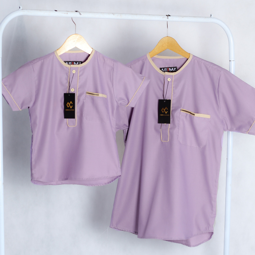 Arima Lilac Koko Couple Ayah Dan Anak Laki Laki - Baju Ngaji Model Kekinian