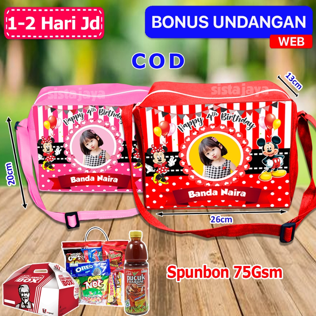 Tas Selempang Ultah Anak mickey / Tas Selempang Anak Custom / Tas Ulang tahun Anak Selempang / Tas S