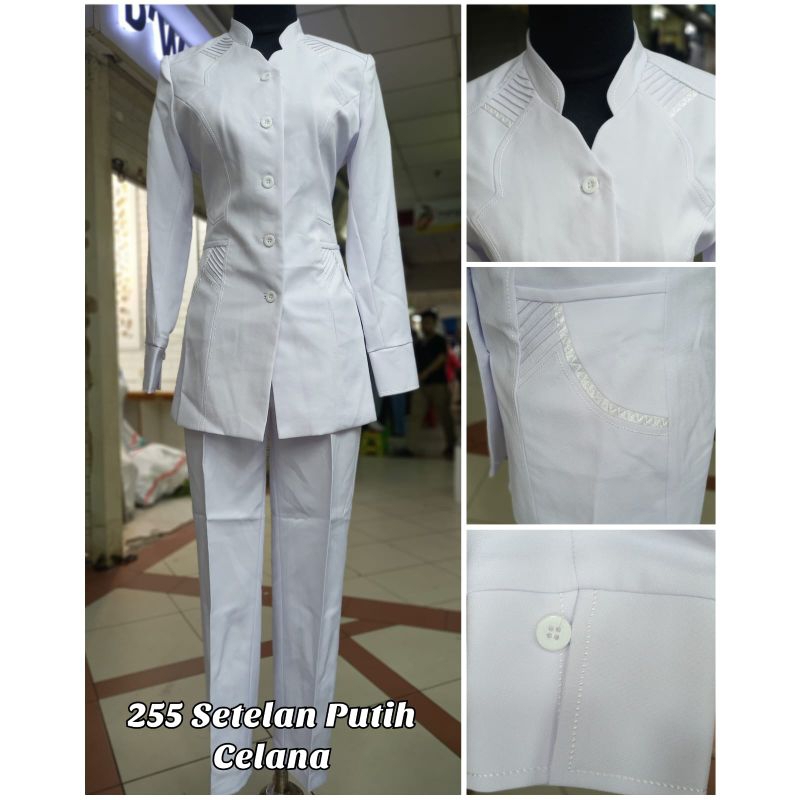 Stelan blazer pns/perawat putih 255