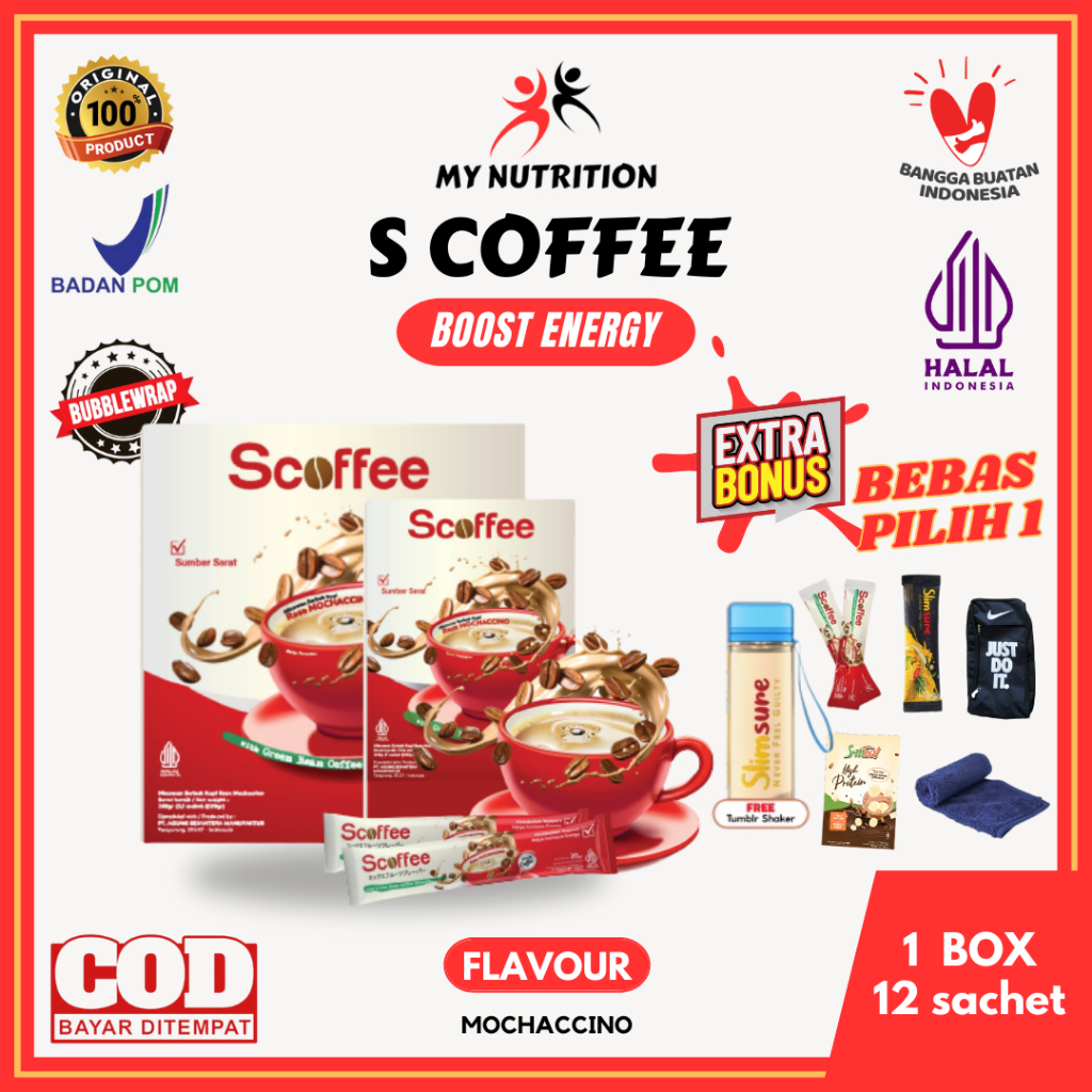 

S Coffee 1 Box (12 Sachet) Energy Scoffee Slimsure Minuman Energi Kopi Coffee Diet Membakar Lemak Menurunkan Kolesterol Menurunkan Nafsu Makan