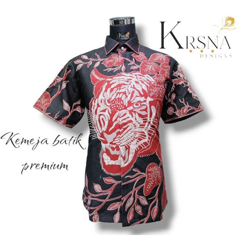 kemeja batik premium motif harimau