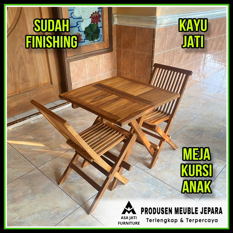 Meja Kursi Anak Mini Bisa DiLipat Asli Kayu Jati